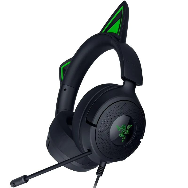 Razer Kraken Kitty V3 X - Wired Kitty Headset for Gaming - Iconic Kitty Ears - 270g Lightweight - HyperClear Cardioid Mic - TriForce 40 mm Drivers - 3,5mm Audio Jack | Black