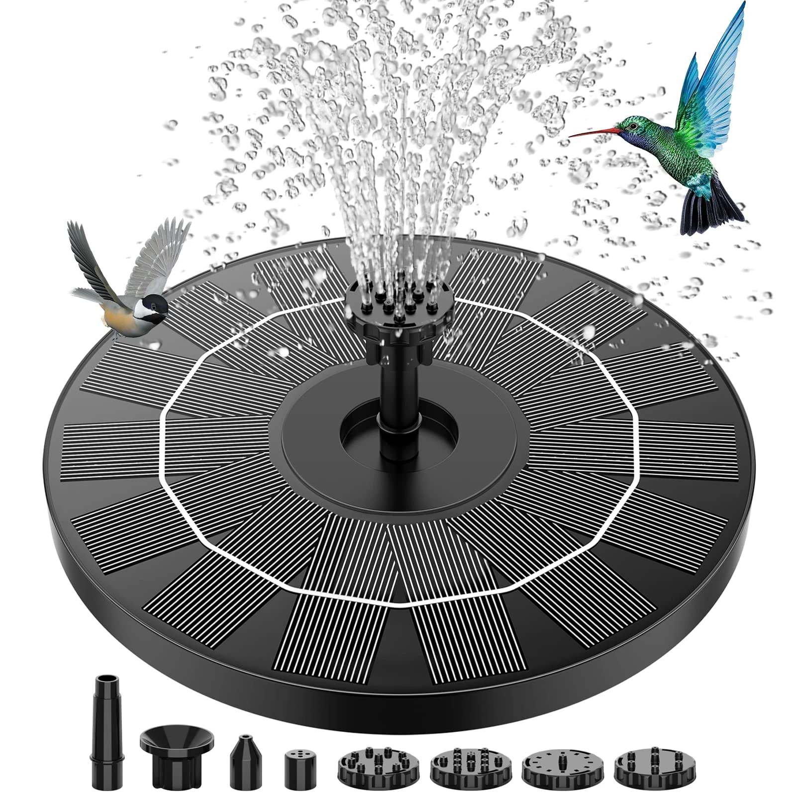 AISITIN 3.5W Solar Pond Pump Garden Powered Water Feature, Solar Fountain Pump with 6 Nozzles for Bird Bath, Fish Tank, Pond