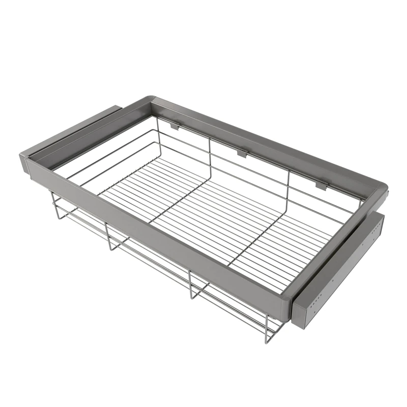 Emuca - Kit of wire drawer and adjustable Frame Kit for Wardrobes, Soft Close and Full Extension runners, 90cm Module, Titanium Finish - Image 1