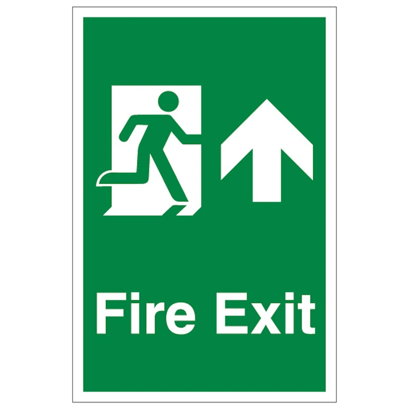 V Safety Fire Exit Arrow Up - Portrait 400 x 600 mm - Glow In The Dark 1mm Rigid Plastic Safety Sign