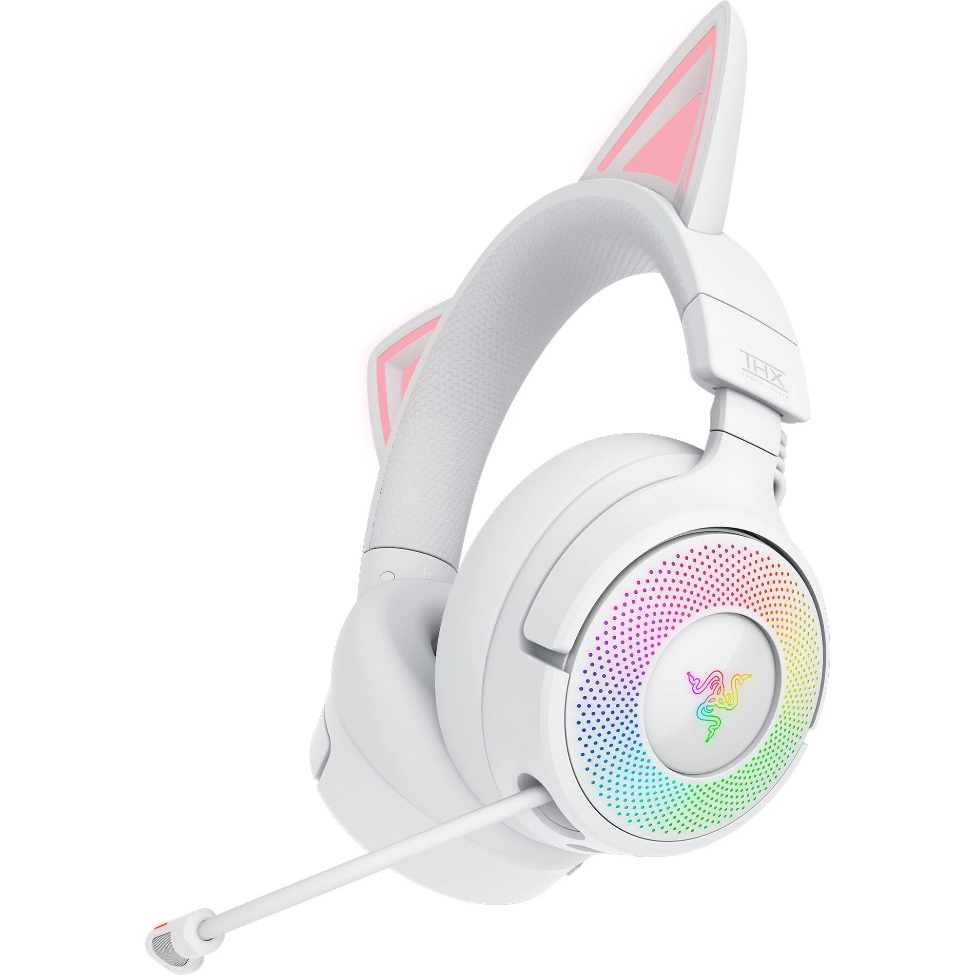 Razer Kraken Kitty V3 Pro - RGB Kitty wireless gaming Headset - reactive cat ears for streaming Headphone - Triforce 40mm Driver - Hyperspeed Wireless and Bluetooth - THX Spatial Audio | White