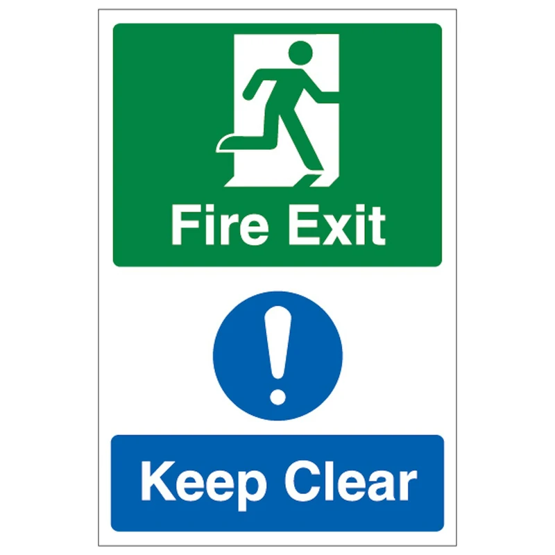 V Safety Fire Exit/Keep Clear - Portrait 400 x 600 mm - Glow In The Dark 1mm Rigid Plastic Safety Sign - Image 1