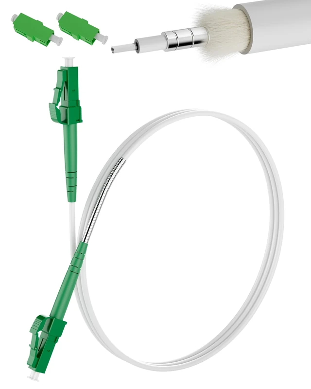VANDESAIL 5m(16ft) LC/APC to LC/APC Fiber Optic Internet Cable, Armored Single Mode Simplex OS2 Patch Cable, 9/125μm LSZH for FTTH & SFP, White