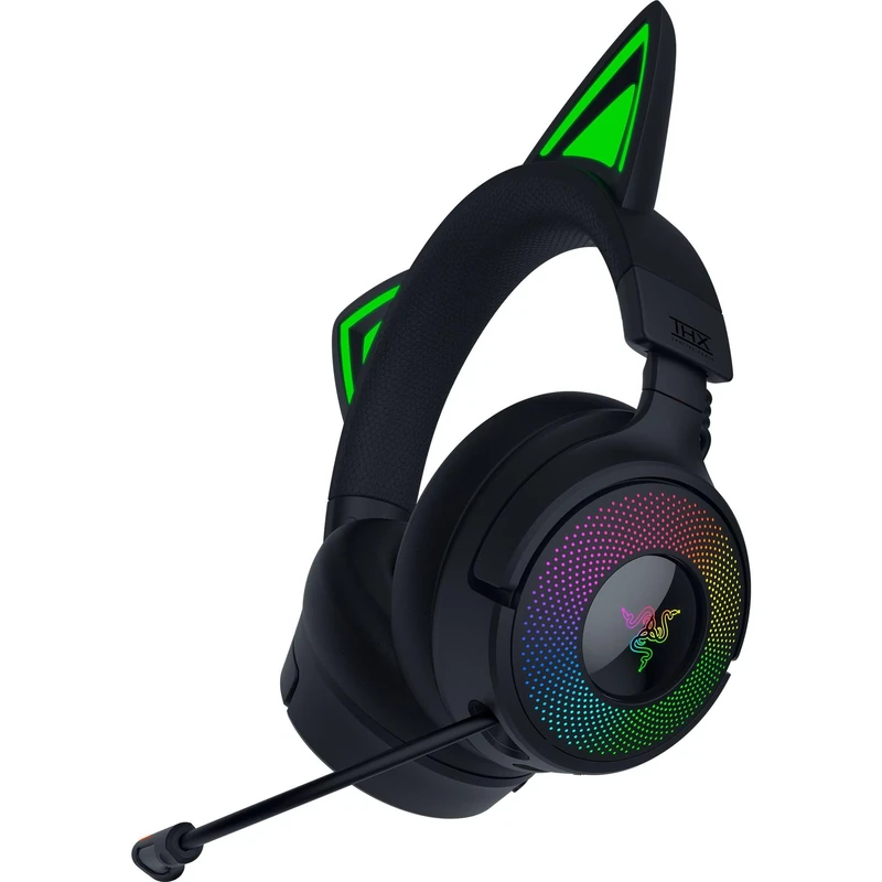 Razer Kraken Kitty V3 Pro - RGB Kitty wireless gaming Headset - reactive cat ears for streaming Headphone - Triforce 40mm Driver - Hyperspeed Wireless and Bluetooth - THX Spatial Audio | Black