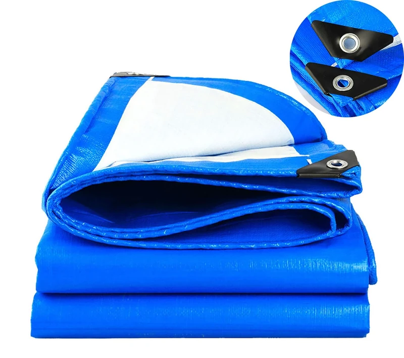 TUMESY Heavy Duty Tarp Tarpaulin Reinforced Eyelets Thick 4mx5m 13ftx16ft (4x5m,150g/m²) PE Tarpaulin Waterproof Blue tarp Sheet Premium Quality Cover Tarp for Outdoor Camping