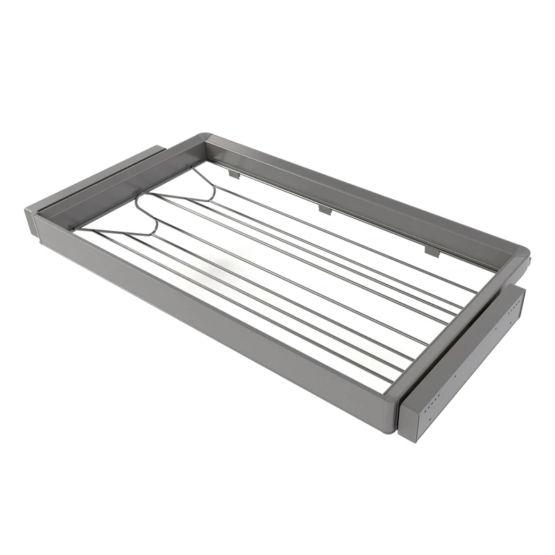 Emuca - Kit of shoe drawer and adjustable frame Quartz for wardrobes, Soft-Close and Full Extension runners, 90 cm Module, Titanium Finish