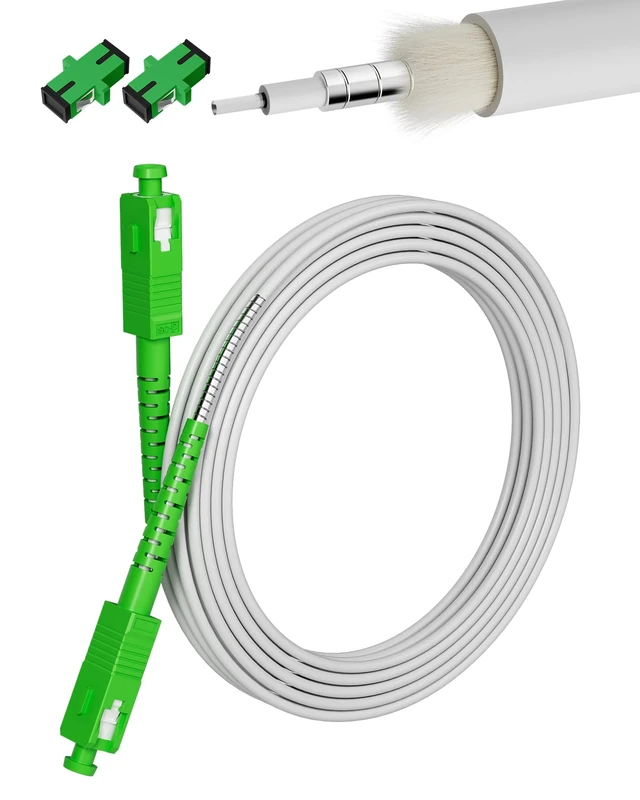 VANDESAIL 20m (66ft) Armored Single‑Mode OS2 SC/APC to SC/APC Fiber Optic Cable, 9/125 µm LSZH – FTTH & SFP Compatible, White