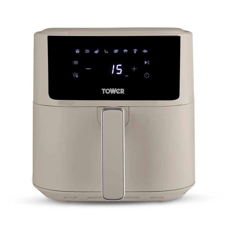 Tower T17169MSH Vortx Air Fryer with Digital Control Panel, 8 Pre-Set Cooking Functions, 1700W, 6L, Latte