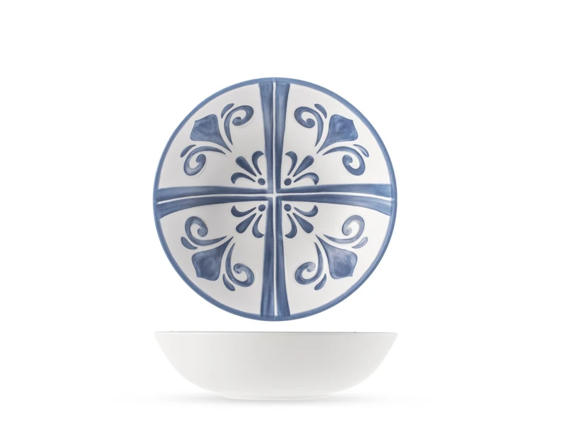 H&H, Set of 6 Azulejo 100% Decorated Melamine Soup Plates - Diameter 19 cm, Dishwasher Safe