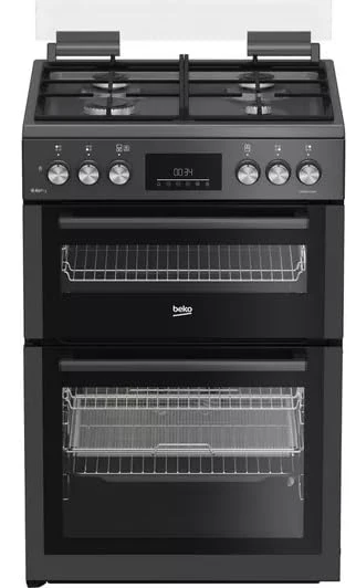 Beko FDDA6272TCA 60cm Dual Fuel Cooker – Freestanding Gas Hob & Double Electric Oven, AirFry, Catalytic Liners, LED Touch Display – Anthracite