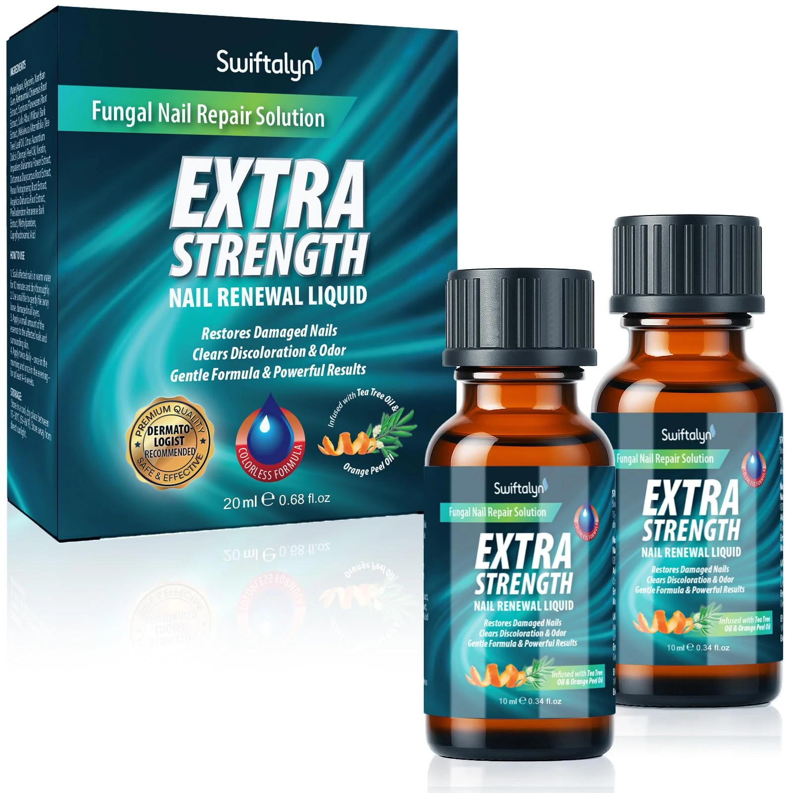 Swiftalyn Nail Treatment for Toenail: Extra Strong Toe Nail Treatment Contains Tea Tree Oil – Nail Repair for Damaged Toenails & Fingernails – Helps with Thick Discolored Brittle Nails