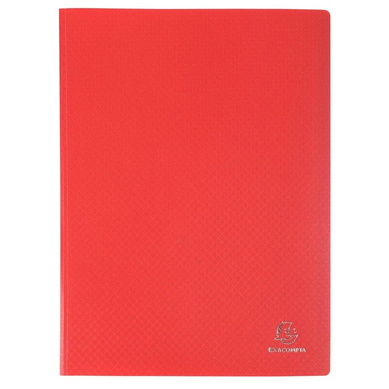 Exacompta - Ref. 8825E - Box of 20 OPAK Show folders - 20 Smooth Crystal Clear Pockets - 40 Viewing Sides - A4 Format - Dimensions 24 x 32 cm - semi-Rigid Polypropylene Cover - Colour red