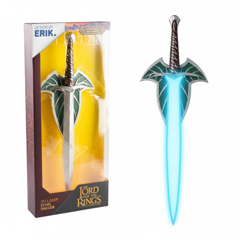 Grupo Erik Rechargeable Lamp - The Lord of the Rings Gifts | Battery Lamp Wall, Mood Light Blue, Gaming Light | Sting Sword Figurine, The Lord of the Rings Merchandise, LOTR Gifts, Cool Room Decor