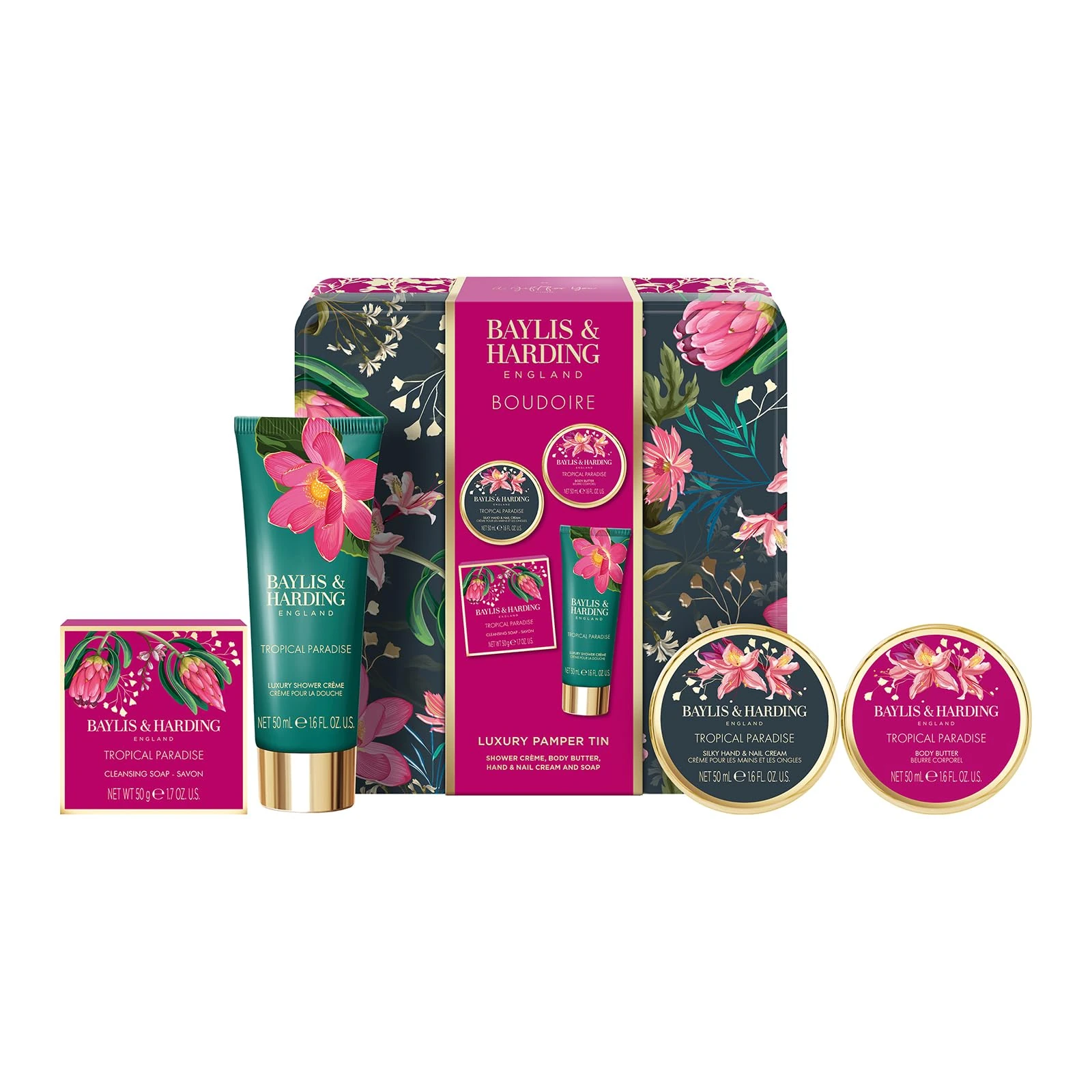 Baylis & Harding Boudoire Tropical Paradise Luxury Pamper Tin Gift Set (Pack of 1) - Vegan Friendly