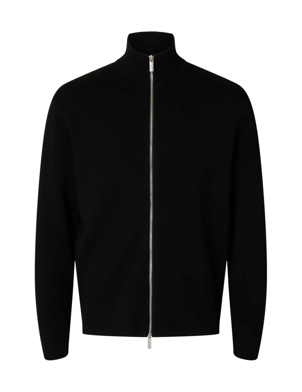 SELECTED MEN Slhteller Fn Relaxed Zip Cardigan Noos, Black, L for Men - Image 1