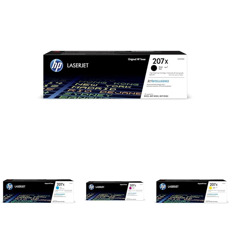 HP 207X High Capacity Original Toner Bundle - Black, Cyan, Magenta, Yellow, Compatible Color LaserJet Pro M255/M282/M283
