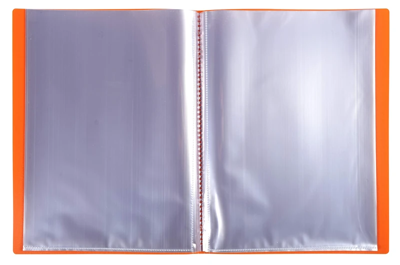 Exacompta 88824E Pack of 8 Opaque Plastic Display Folders for DIN A4 with 80 Crystal Sleeves Perfect for School and Office Document Wallet 1 Piece Orange