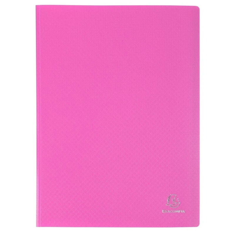 Exacompta 88827E Pack of 8 Opaque Display Folders Made of Opaque Plastic for DIN A4 with 80 Crystal Sleeves Perfect for School and Office Document Wallet 1 Piece Pink