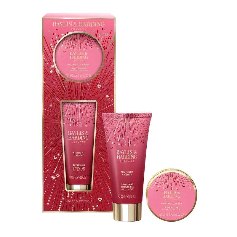 Baylis & Harding Midnight Cherry Indulgent Body Pamper Duo Gift Set - Vegan Friendly
