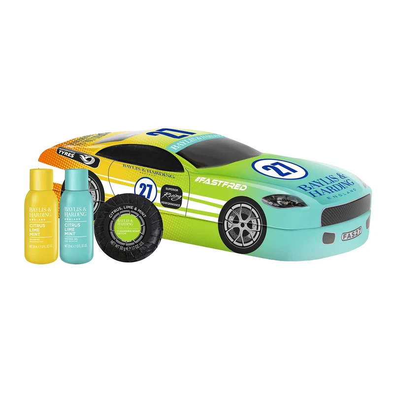Baylis & Harding Citrus, Lime & Mint Men's Race Car Tin Gift Set - Vegan Friendly