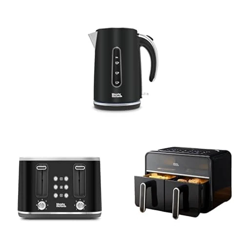 Morphy Richard Motive Kettle and Toaster and Digital Dual 7.2L Air Fryer Set, 1.7L Kettle & 4 Slice Toaster, Dual Basket 3.6L Draw Capacity, 14 Settings, 102801 | 242801 | 480020