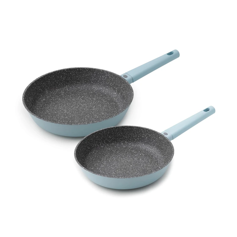 MasterClass Cast Aluminium Non-Stick Fry Pan Twin Pack PFA Free Lightweight Skillet Stylish Sky Blue Colour with Durable Coating, Induction Base Hob-to Oven Safe Dishwasher Safe, 28cm and 24cm