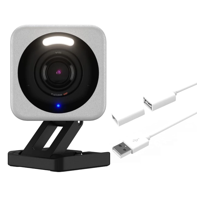 WyzeCam v4 w 20ft Extension Cable, 2.5K WiFi Indoor/Outdoor Home Security Camera w Night Vision, Pet/Baby Monitor, Motion Activated Spotlight/Siren, Cloud & SD Card Storage, Works with Alexa & Google