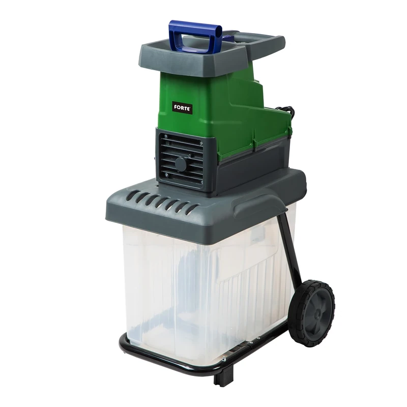Forte 2800W Quiet Shredder with a 60L Integrated Collection Box, 42mm Cutting Diameter and Safety Switch, Green