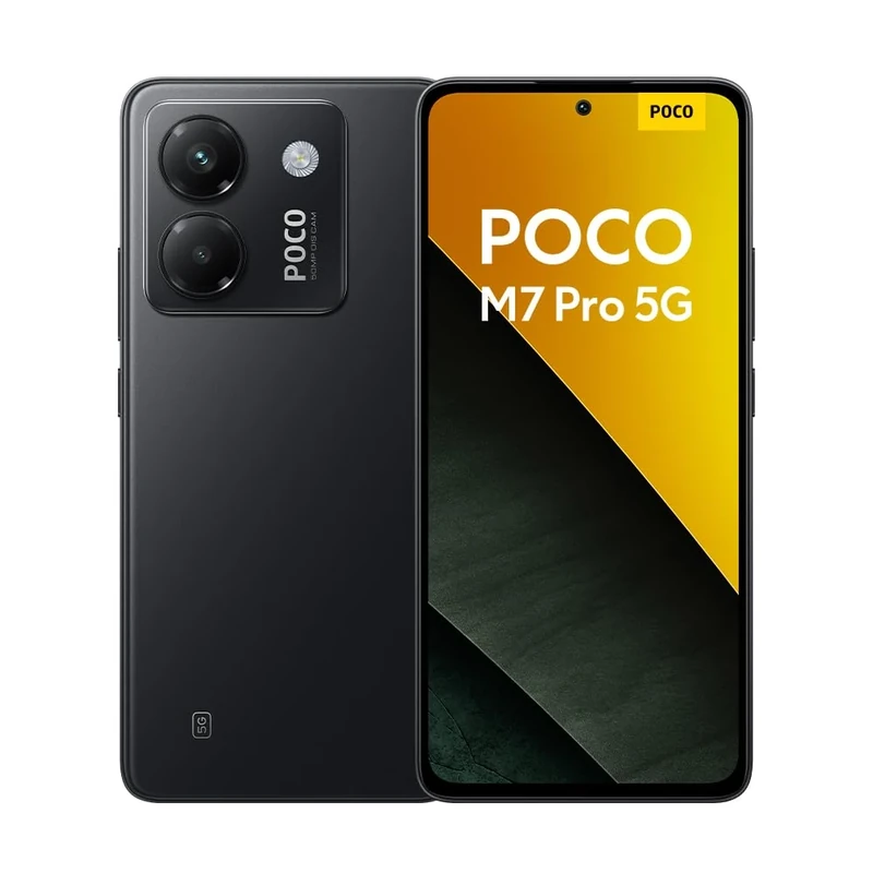POCO M7 Pro 5G Smartphone, 12+512GB, Black, Clear 50MP Sony camera with OIS, 5110mAh battery, 45W turbo charging, 120Hz eye-care AMOLED display (No power adapter included)