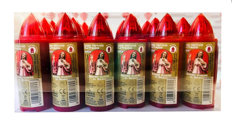 Pack of 24 Electric Votive Candles Stilo Diameter 3 cm - H 9 cm - Batteries Included - Duration 120 Days - Cereria Di Giorgio