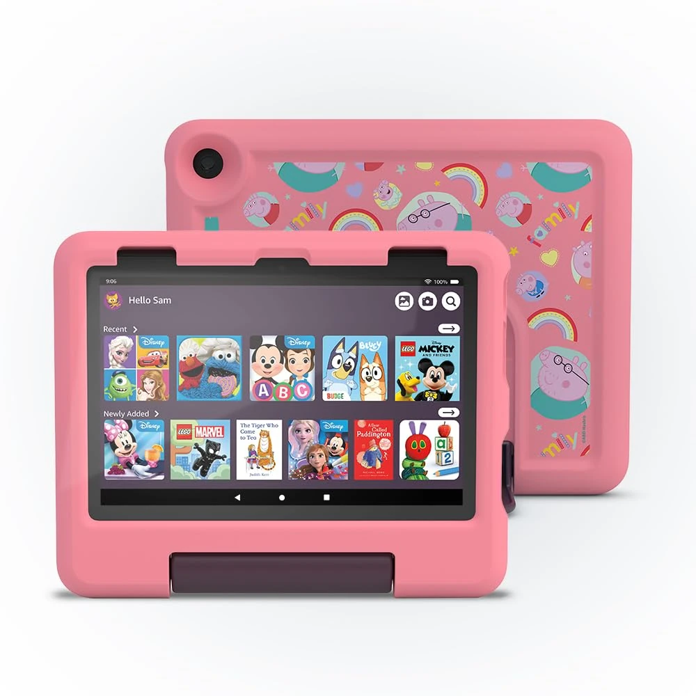 Amazon Fire HD 8 Kids tablet (Peppa Pig, limited edition), ages 3–7 | Includes ads-free books, games and videos, 8" HD screen, parental controls, 13-hr battery, 32 GB, Pink