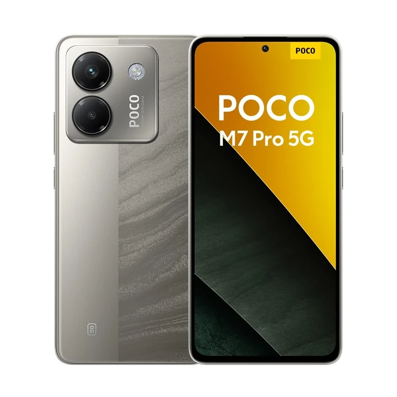 POCO M7 Pro 5G Smartphone, 12+512GB, Silver, Clear 50MP Sony camera with OIS, 5110mAh battery, 45W turbo charging, 120Hz eye-care AMOLED display (No power adapter included)