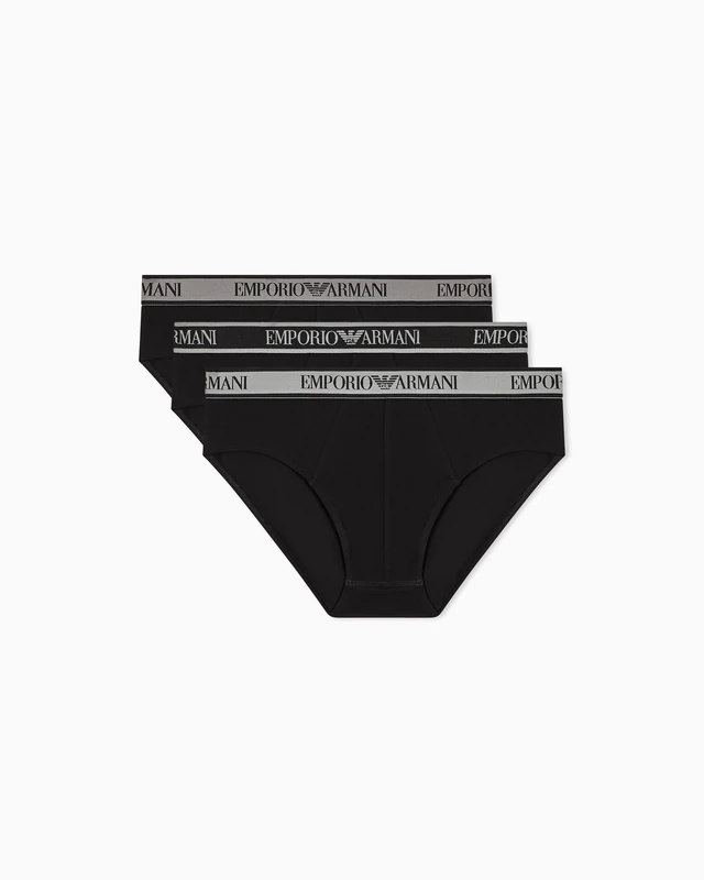 Emporio Armani Men's CORE Logoband 3-Pack Brief Black L