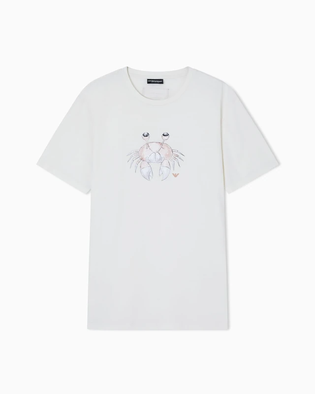 Men's Animals Print Crew Neck T-Shirt Beige L