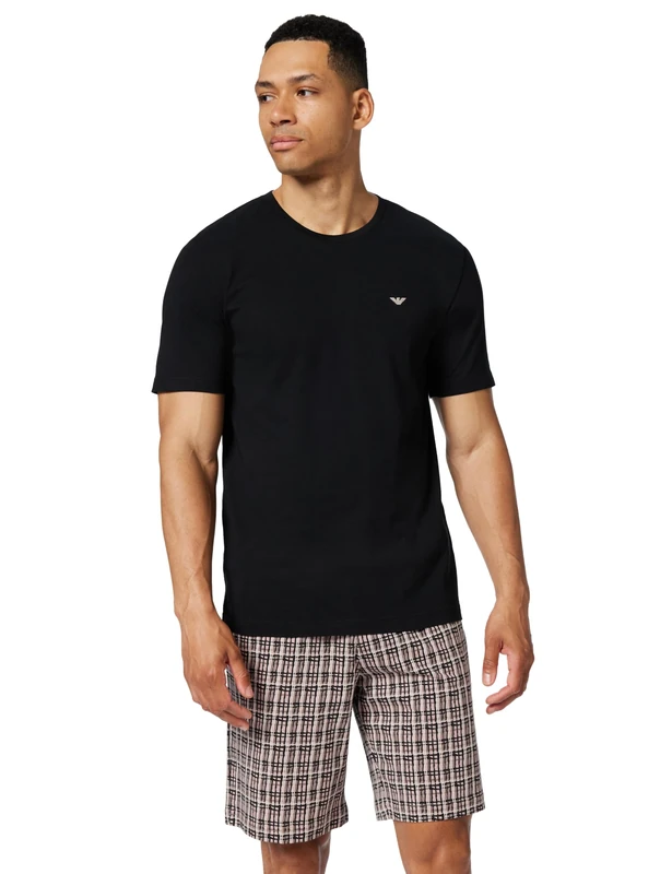 Emporio Armani Men's PATTERN T-SHIRT+SHORTS PYJAMA Black XXL
