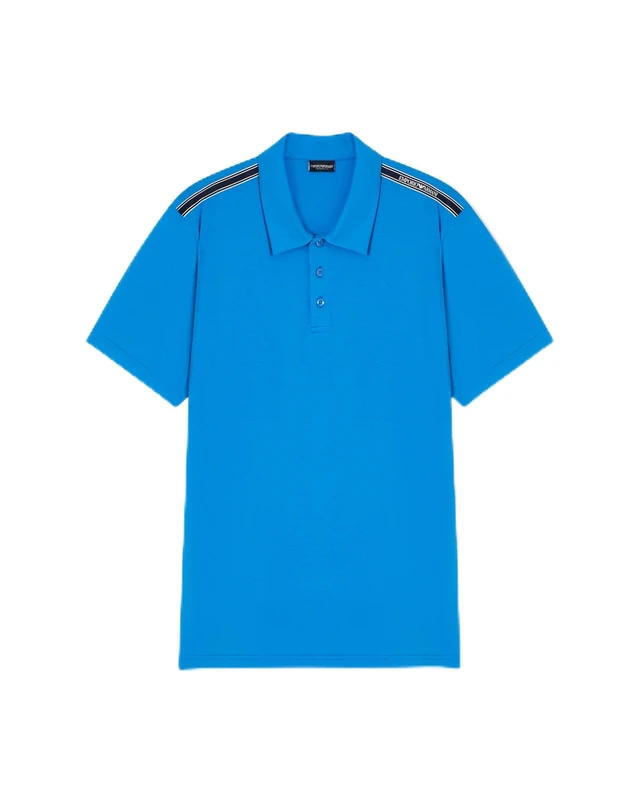 Emporio Armani Men's LOGOTAPE Polo Blue L
