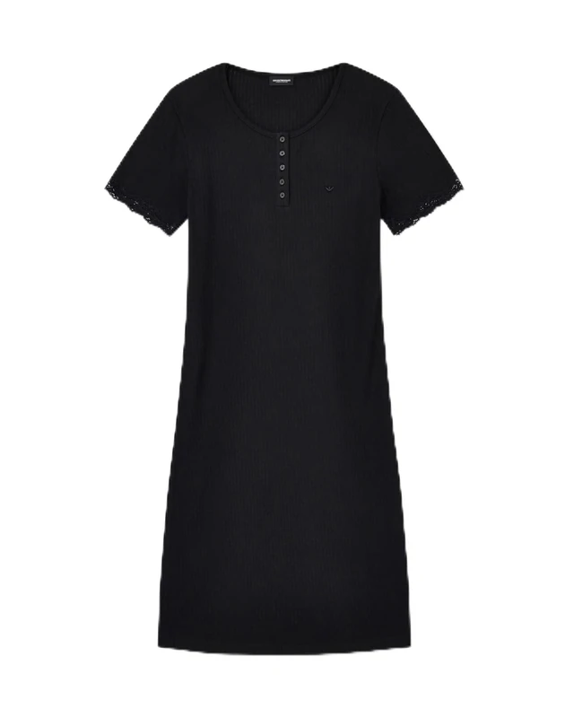 Emporio Armani Women's TEXTURED RIB SHORT DRESSING GOWN Black XL
