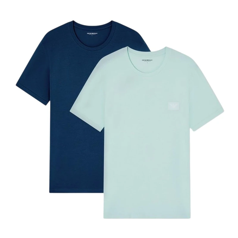 Men's LOGOLABEL 2-Pack Crew Neck T-Shirt Blue M - Image 1