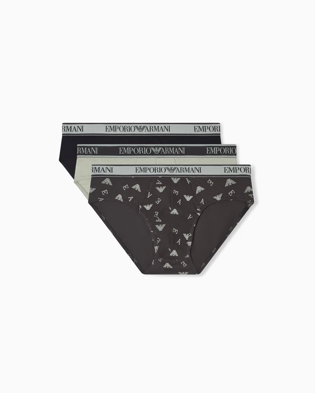 Emporio Armani Men's CORE Logoband 3-Pack Brief Green L