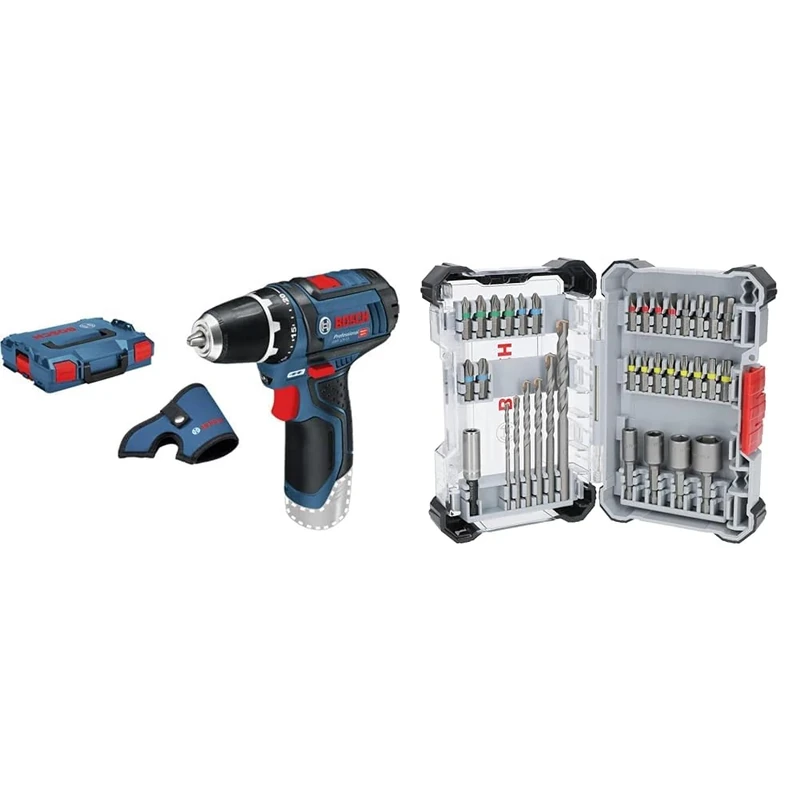 GSR 12V-15 (Body Only, L-Boxx) 12V D/Driver + 35x Extra Hard Schrauberbit‑ und CYL-3 Bohrer-Set, 35‑TLG. (197 x 110,5 mm, Zubehör Schraubendreher, Bohrschrauber)