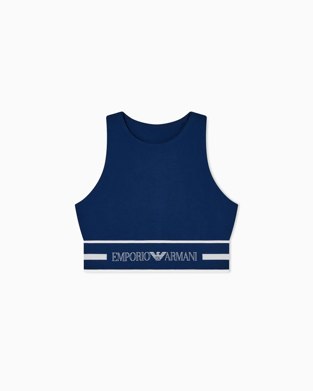 Emporio Armani Women's Everyday Cotton Crop TOP Blue S