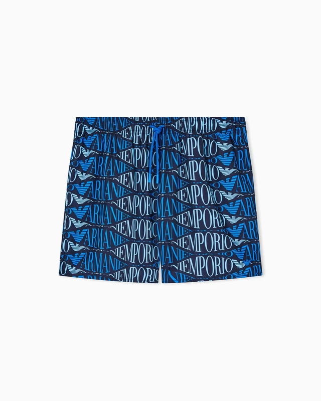 Emporio Armani Men's MACROLOGO Boxer Blue L