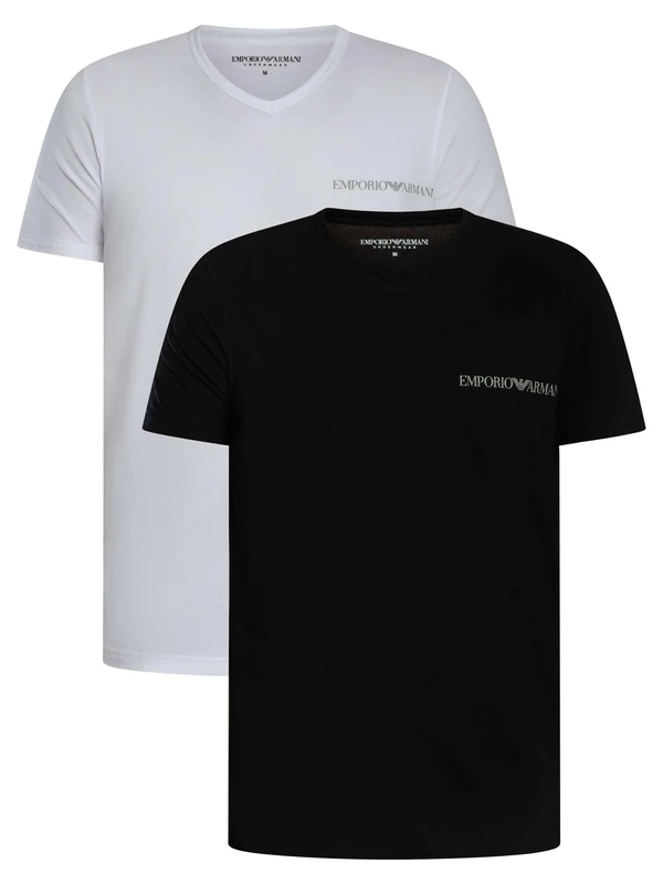Emporio Armani Men's CORE Logoband 2-Pack V Neck T-Shirt White XL - Image 1