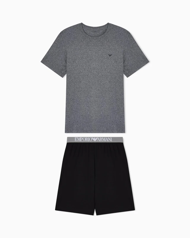 Emporio Armani Men's ENDURANCE T-SHIRT+SHORTS PYJAMA Grey M