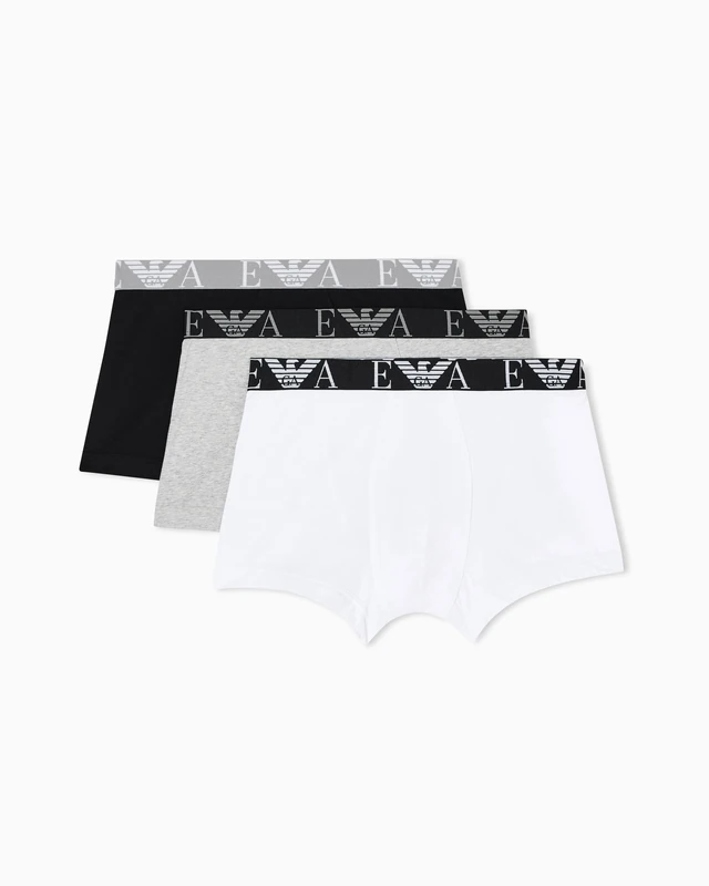 Emporio Armani Men's Bold Monogram 3-Pack Trunk Black L