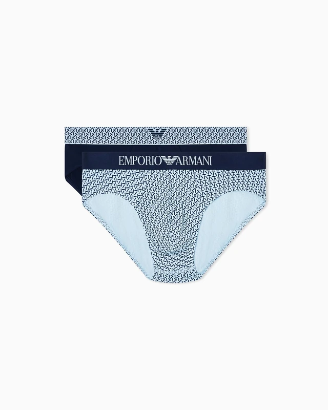 Emporio Armani Men's Pattern Mix 2-Pack Brief Blue XL - Image 1