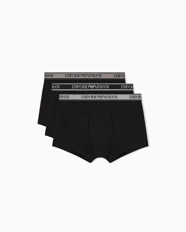 EMPORIO ARMANI Men's CORE Logoband 3-Pack Trunk Black M