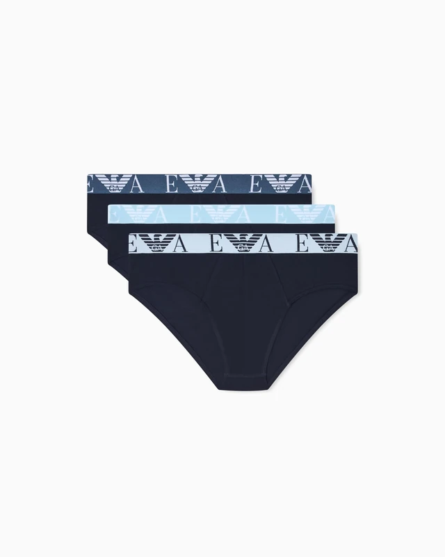 Emporio Armani Men's Bold Monogram 3-Pack Brief Blue L