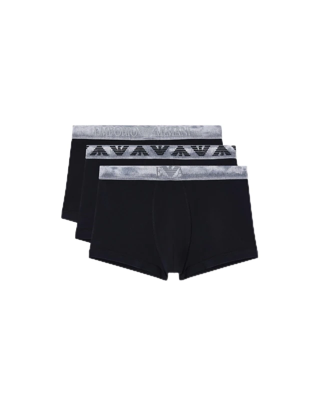 EMPORIO ARMANI Men's Shiny Logoband 3-Pack Trunk Black S