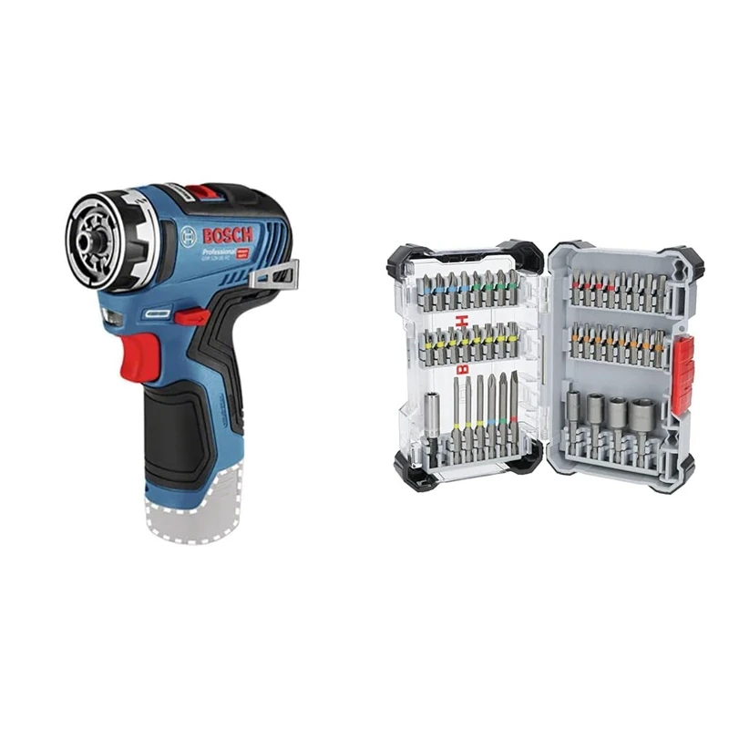 GSR 12V-35 Fc (Body Only, Carton) Brushless 12V D/Driver + 43x Extra Hard Screwdriver Bit Set, 43-Piece (197 x 110.5 mm, Professional Accessories Screwdriver, Drill)